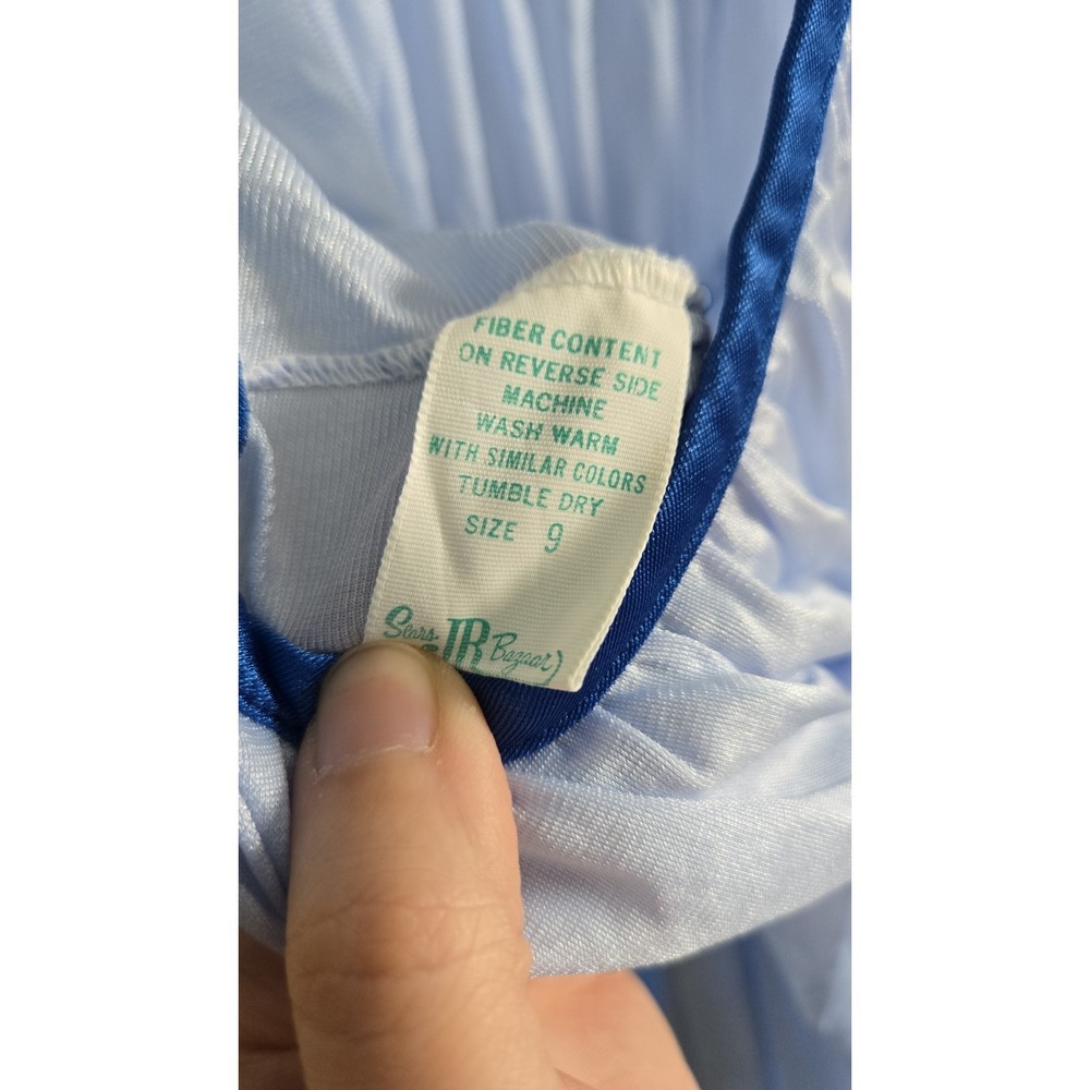 Vintage Sears JR Bazaar Blue Nylon Nightgown Empire Baby Doll Slip Dress Fit S/M - Picture 3 of 9